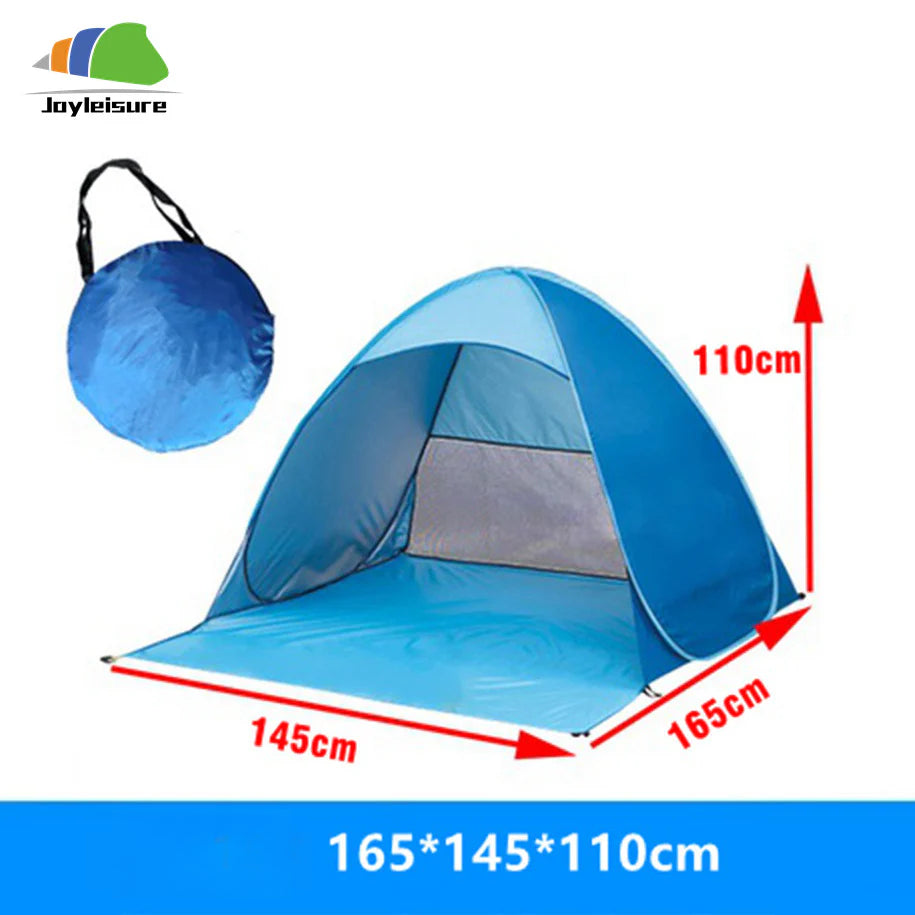 Carpa Plegable Impermeable y Resistente – Para Playa o Picnic en color azul con medidas 165x145x110 cm, incluye bolso de transporte compacto.