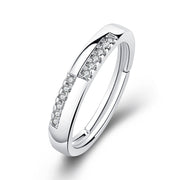 Anillo Ajustable de Plata para Mujer – Diseño Minimalista con Zirconias, Ideal como Anillo de Compromiso
