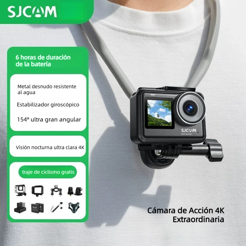 Cámara de acción SJCAM SJ11 con doble pantalla, cámara para motocicleta, cámara 4K Ultra HD, vista panorámica