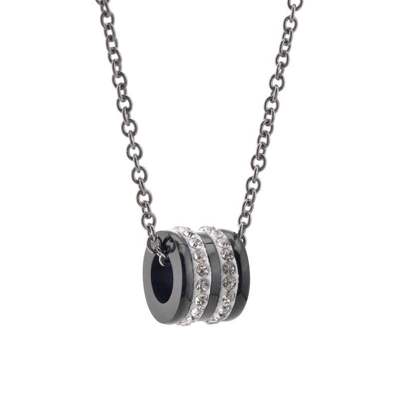 Cadena Corta para Hombre de Acero Inoxidable – Dije Cilíndrico con Cristales