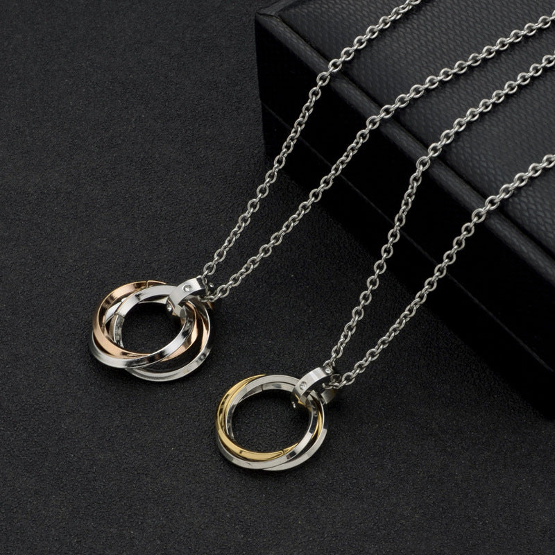 Cadena para Hombre de Acero Inoxidable – Dije de Anillos entrelazados