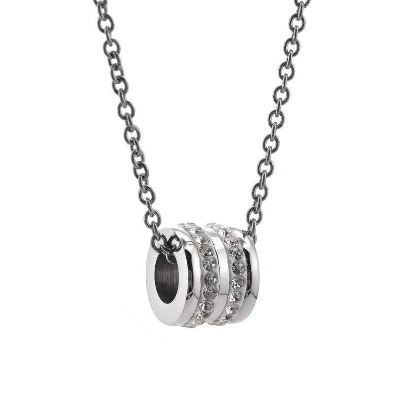 Cadena Corta para Hombre de Acero Inoxidable – Dije Cilíndrico con Cristales