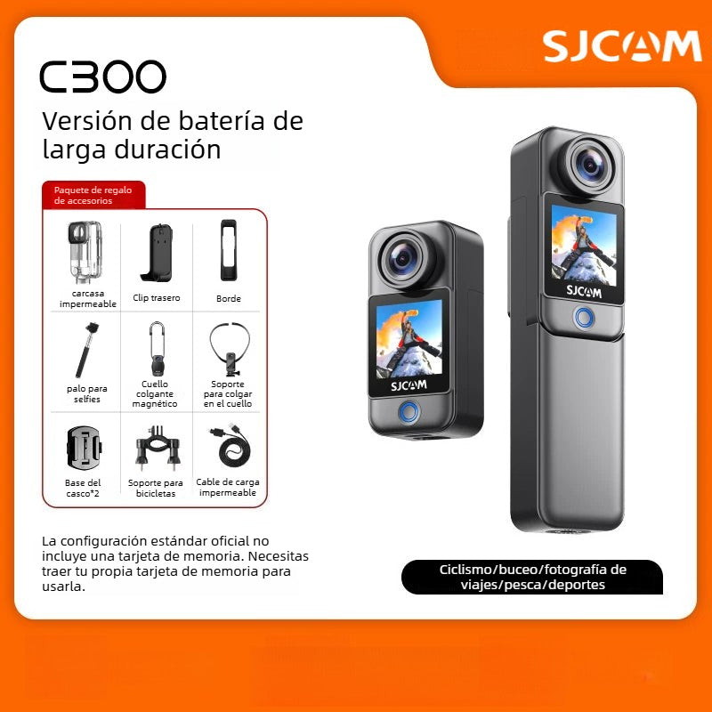SJCAM Speed Shadow C300 Mini Cámara de Acción para Motocicleta, Grabadora de Conducción, Cámara 4K No Panorámica 360 para Vlogs