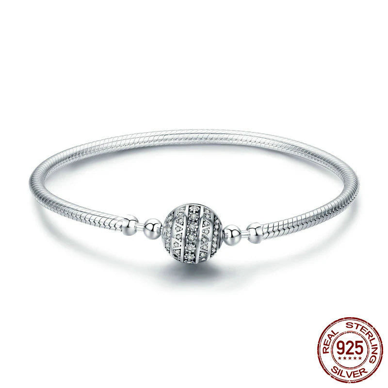 Pulsera cadena serpiente de Plata: Dije de Espera con Cristales