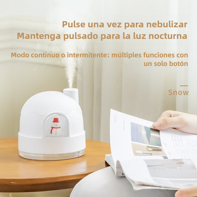 New Snow House Night Light Humidifier: USB Quiet Desktop Air Moistener for Bedroom