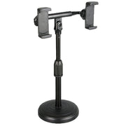 Soporte para Doble Teléfono con Base Ponderada: Ajustable y Extensible para Transmisiones en Vivo, Videollamadas y Grabaciones