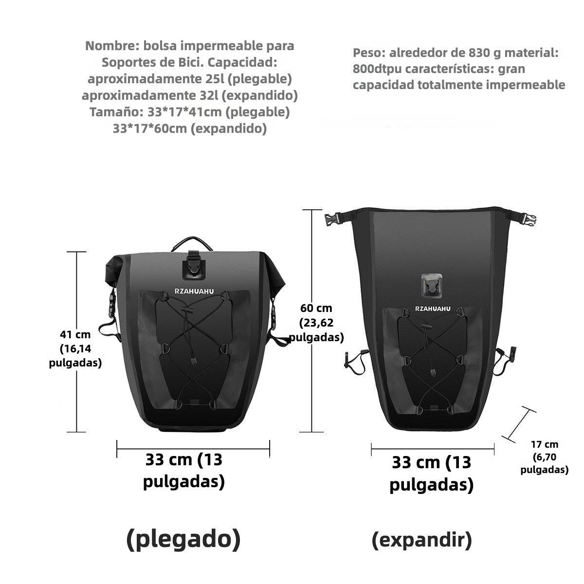 Alforja  para Bicicleta Impermeable – Multifunciónal Desmontable y Portátil