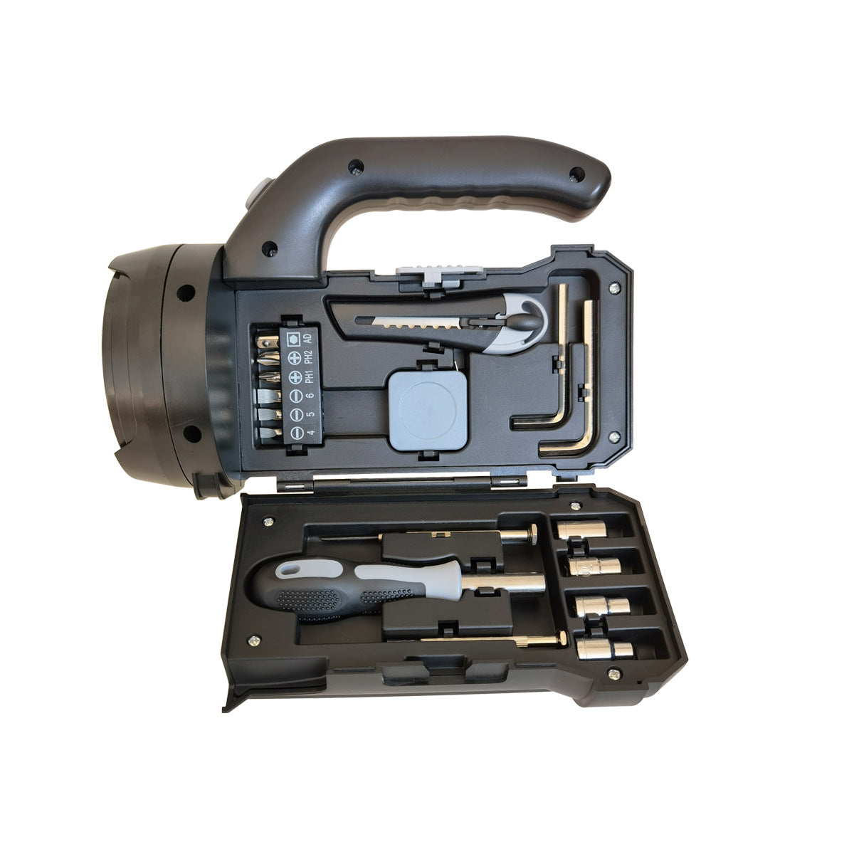 Linterna LED con Kit de herramientas para trabajo en exteriores: 17 piezas