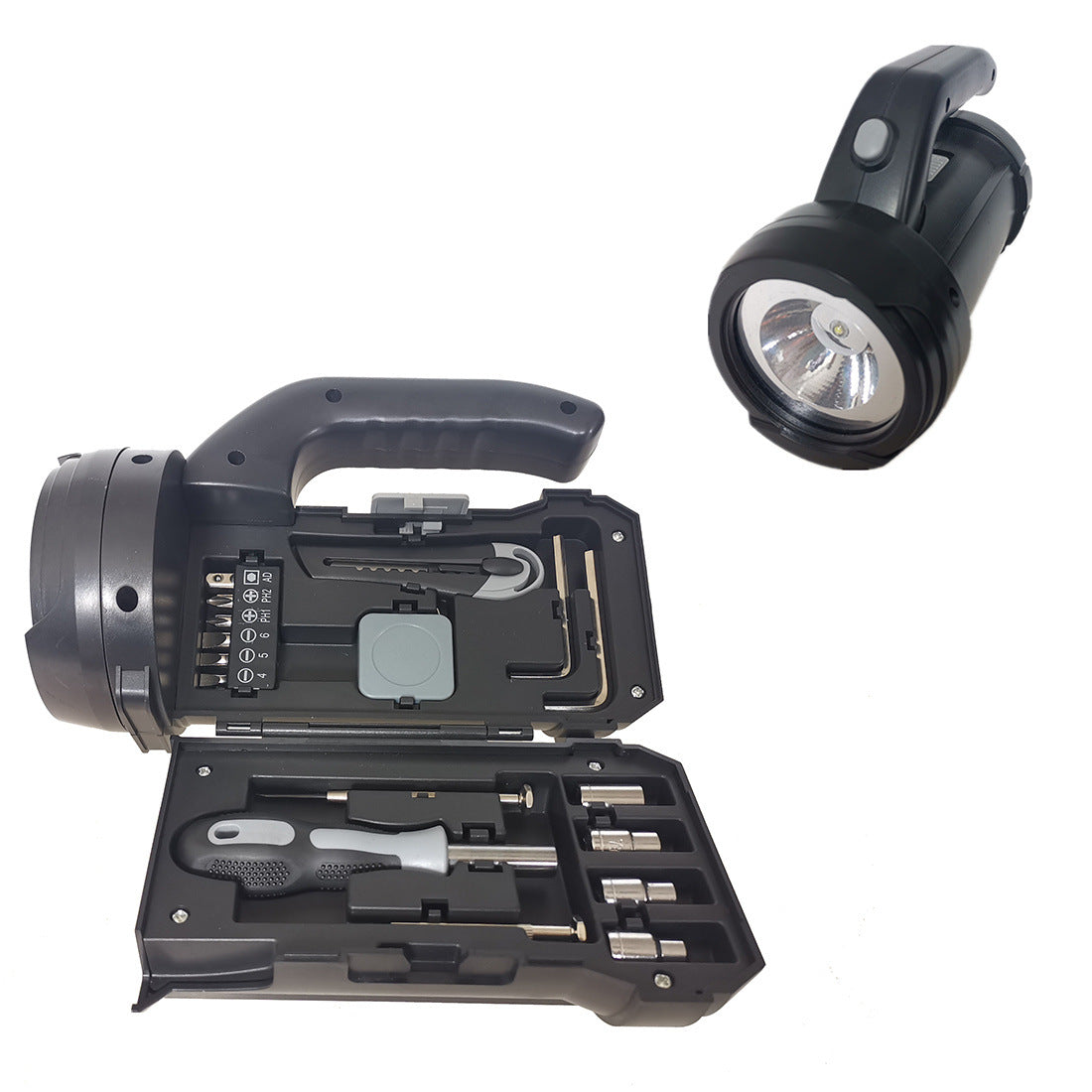Linterna LED con Kit de herramientas para trabajo en exteriores: 17 piezas