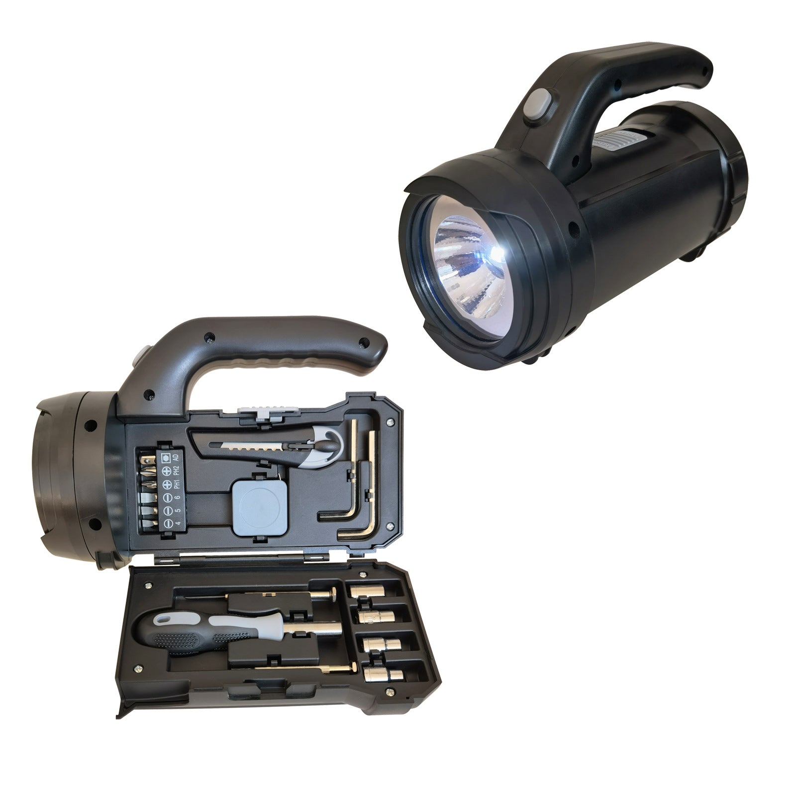 Linterna LED con Kit de herramientas para trabajo en exteriores: 17 piezas