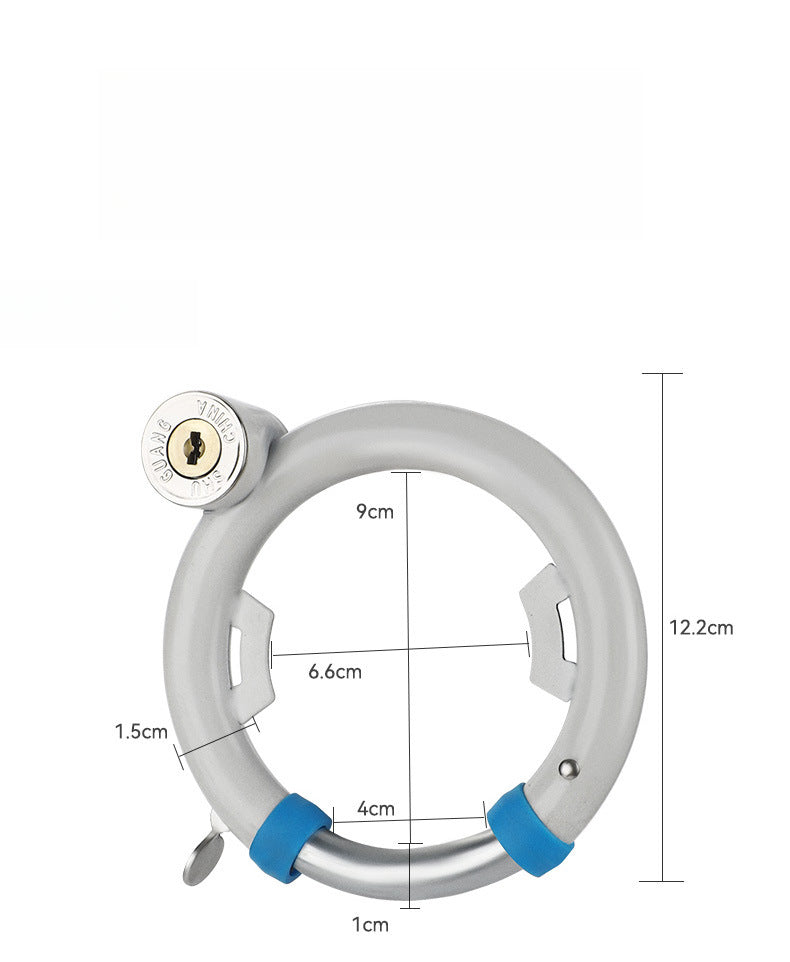 Candado antirrobo para bicicleta modelo gris con dimensiones exactas. Ideal para ciclistas que buscan seguridad y practicidad.