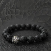Pulsera de piedra volcánica: diseño retro, suerte y fuerza para hombres - regalo de aniversario perfecto