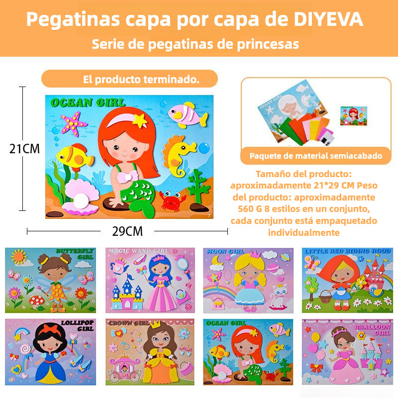 Dinosaur EVA Stickers 3D: Kindergarten Children's Craft Material Kit, Traffic Paste Painting Assembly Toy.