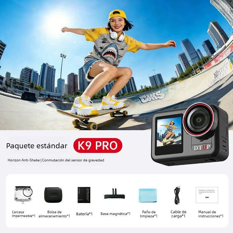 DTUP Cámara Deportiva HD Impermeable con Antivibración para Moto | Vlog, Uso Exterior, Pesca y Ciclismo K9PRO
