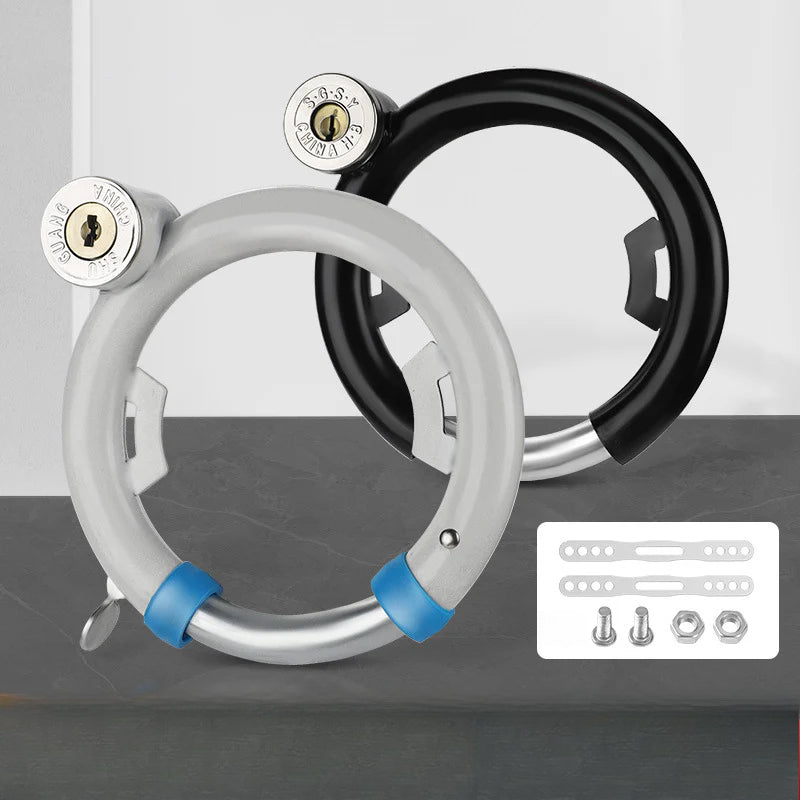 Candado antirrobo para bicicleta – dos modelos disponibles en negro y gris con kit de instalación incluido. Ideal para todo tipo de bicicletas.