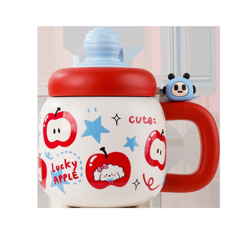 Vaso Térmico Grande para Té, Café o Infusiones con Pajita y Diseño Kawaii