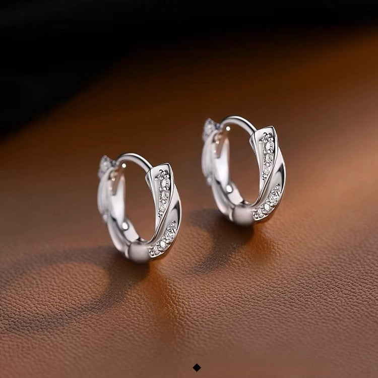 Aros Pequeños Plata 925 Diseño Möbius con Circonitas
