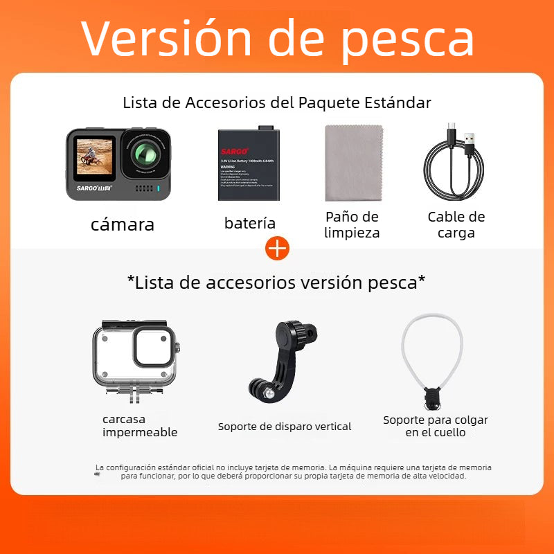 Cámara de acción A9P, cámara de salpicadero para motocicleta, cámara de pesca con casco antivibración 4K