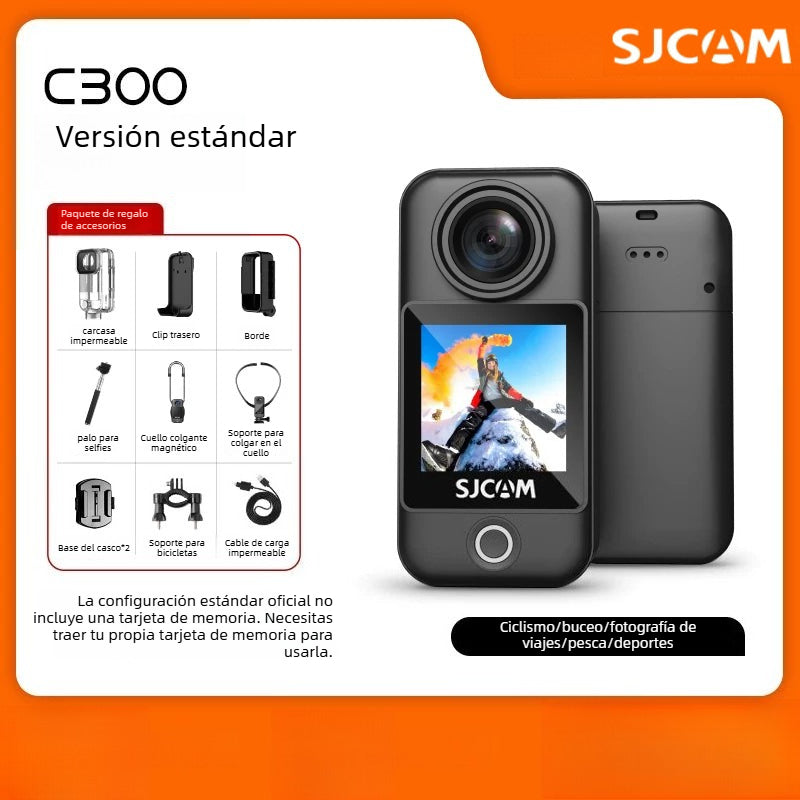 SJCAM Speed Shadow C300 Mini Cámara de Acción para Motocicleta, Grabadora de Conducción, Cámara 4K No Panorámica 360 para Vlogs