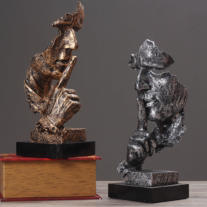 Escultura del Silencio con Acabado Rústico para Decoración de Oficina
