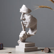 Escultura del Silencio con Acabado Rústico para Decoración de Oficina