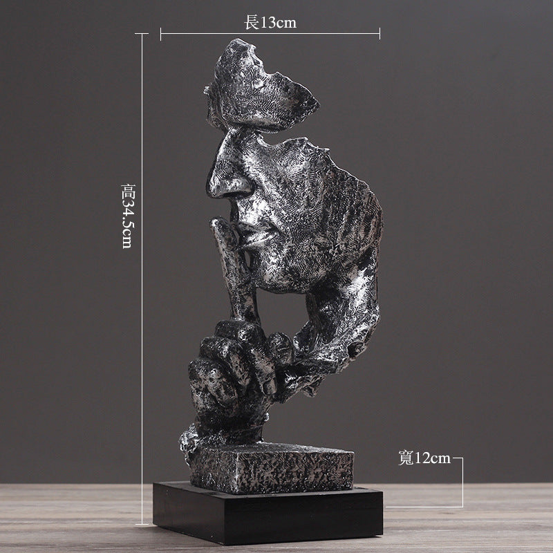Escultura del Silencio con Acabado Rústico para Decoración de Oficina