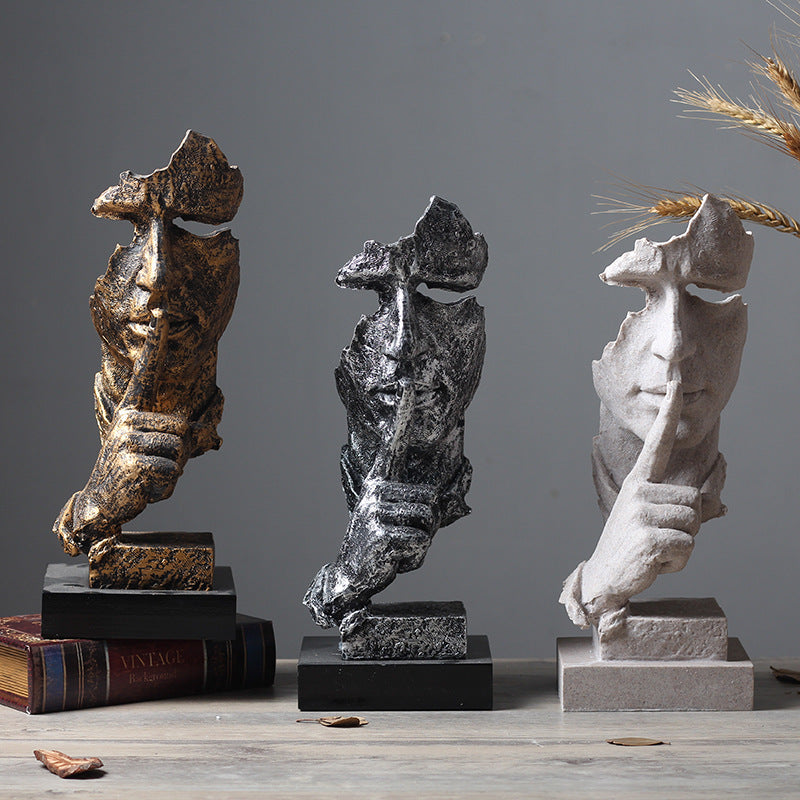 Escultura del Silencio con Acabado Rústico para Decoración de Oficina