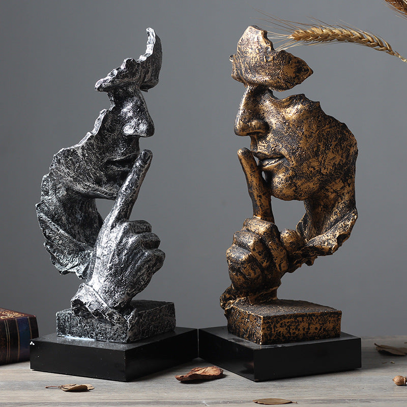 Escultura del Silencio con Acabado Rústico para Decoración de Oficina