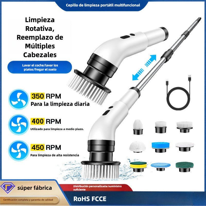Electric Multifunctional Cleaning Brush with Extendable Handle for Kitchen and Bathroom