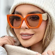 Gafas de sol cuadradas con diseño de punta ojo de gato en montura Naranja