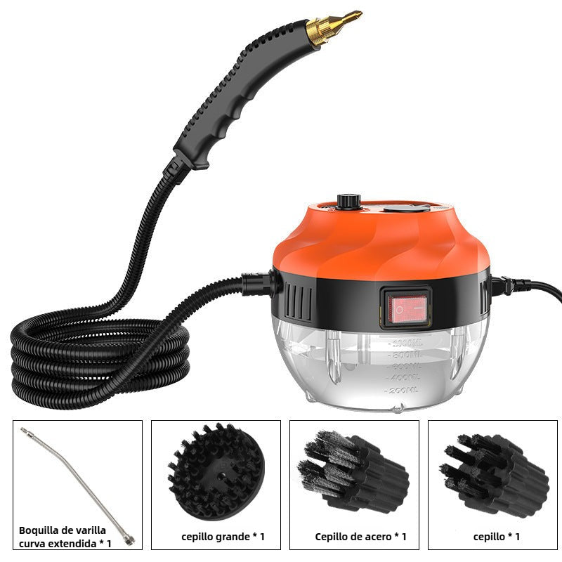 Vaporeta de alta temperatura con set de cepillos y boquilla curva. Vaporeta control remoto 1500W para limpieza de grasa y suciedad.