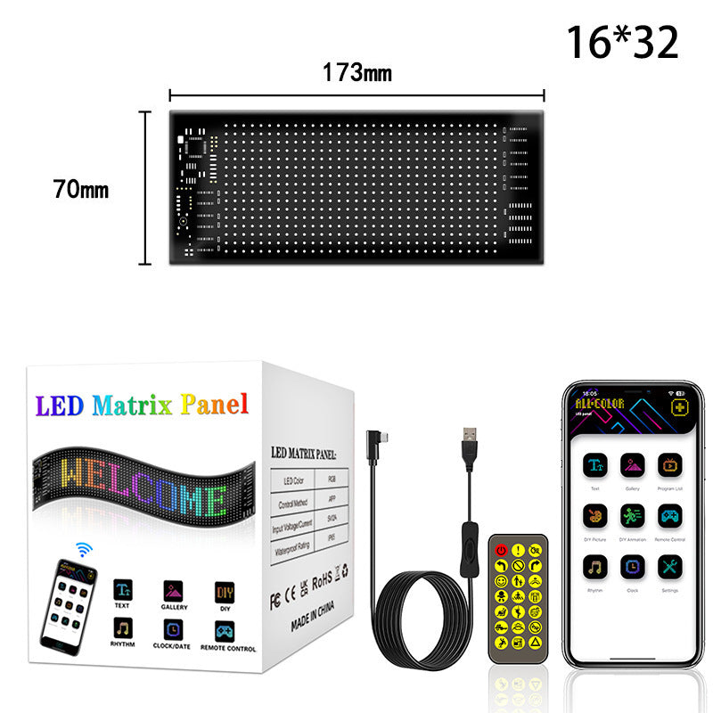 Flexible Bluetooth LED Car Display: Waterproof IP65 Full-Color Smart Vehicle Screen
