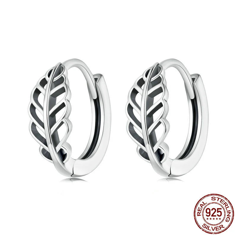 Aretes aro Hoja Calada en Plata – estilo Bohemio