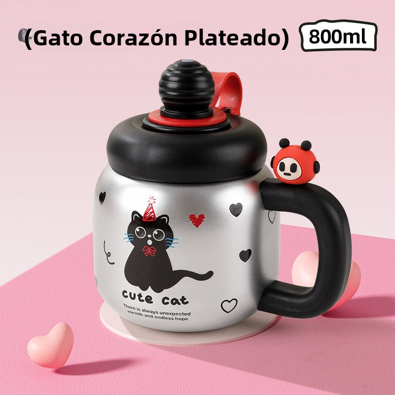 Vaso térmico grande con diseño kawaii