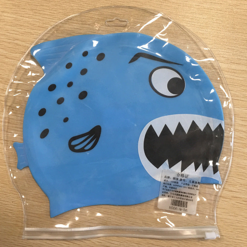 Gorro de silicona infantil multicolor: resistente al agua, con orejeras, diseño de animales y pez para natación y entrenamiento