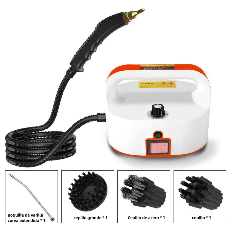 Vaporeta portátil con mango superior y accesorios incluidos. Vaporeta control remoto 1500W para desinfección de superficies del hogar.