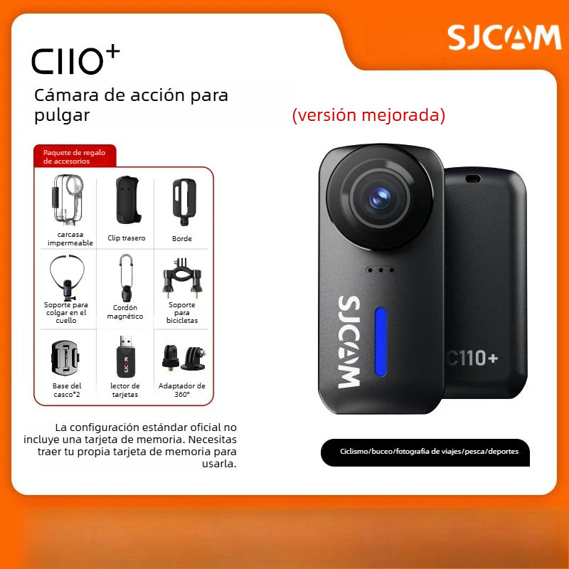 SJCAM Speed Shadow C100 Mini Cámara de Acción - Grabadora para Motocicleta y Ciclismo, Cámara 4K HD (No Panorámica 360)