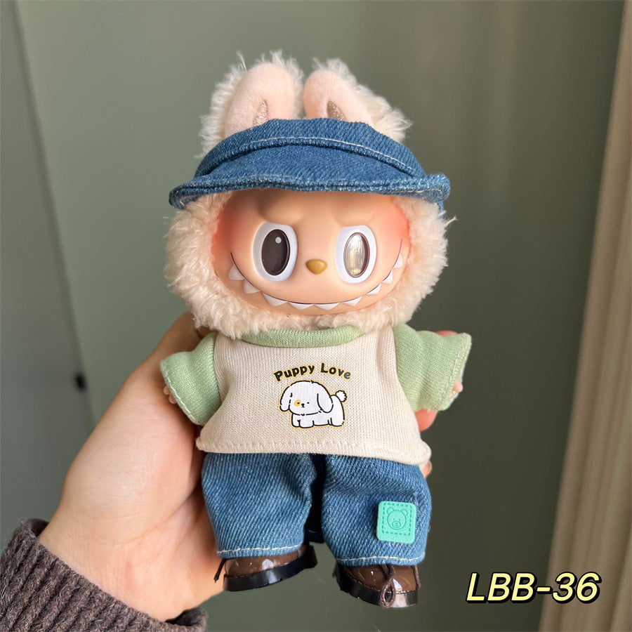 Set de Overol con aplicaciones para muñeca en variados diseños para labubu de 17cm, (Muñeca no incluida)