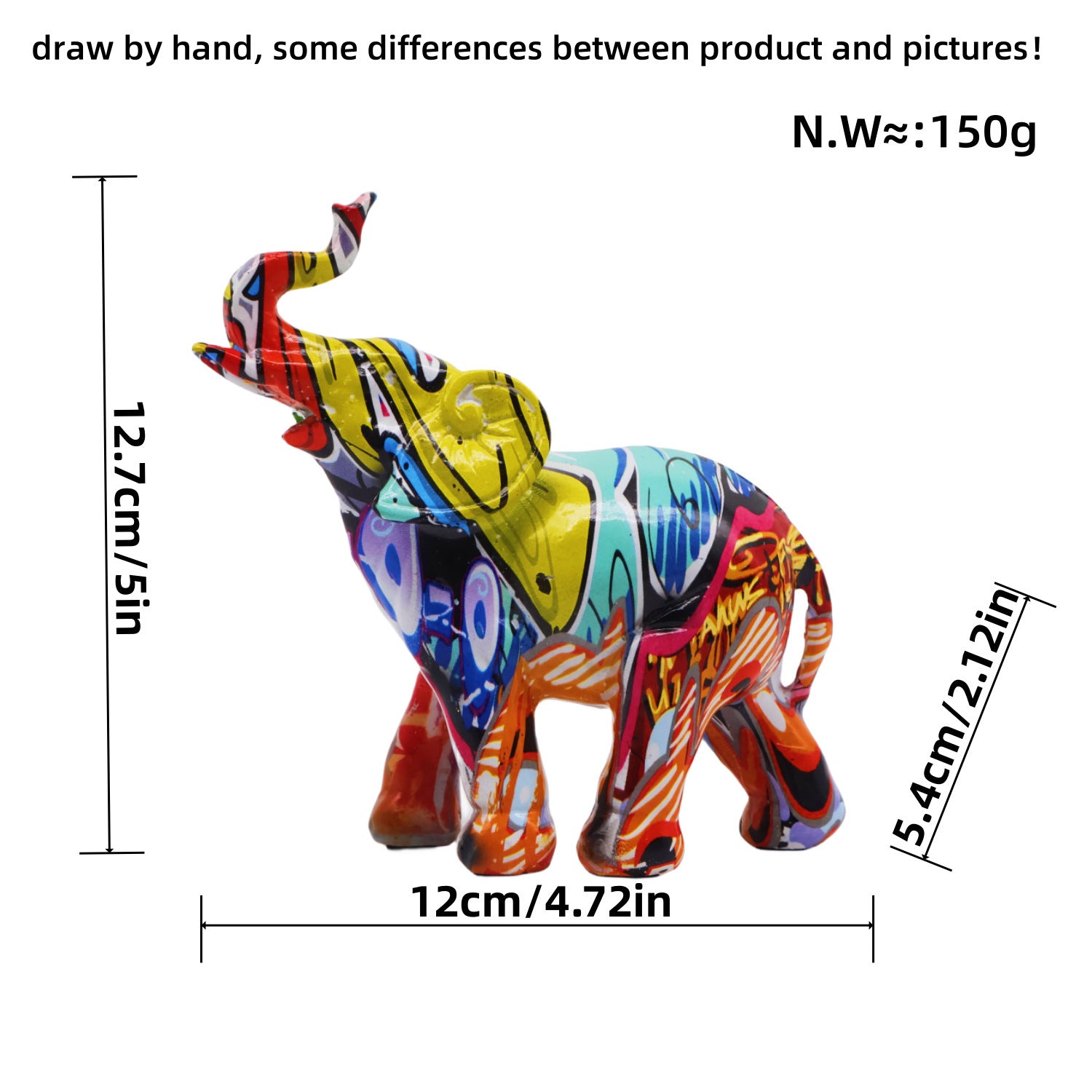 Arte Abstracto: Escultura Colorida de Elefante para Escritorio o Mesa