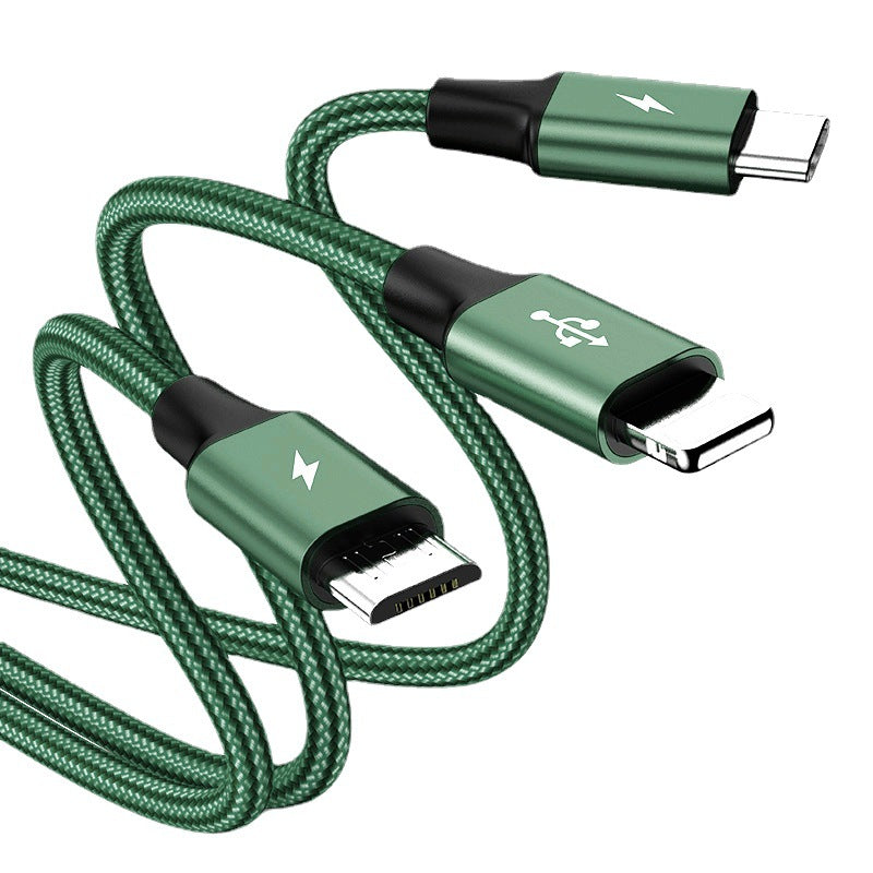 Cable de datos 3 en 1 Pisen de aleación de aluminio: Compatible con iPhone/Android y teléfonos TYPE-C