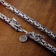 Collar de plata envejecida estilo retro: cadena de dragón de imitación de plata tailandesa para hombres, diseño urbano y audaz