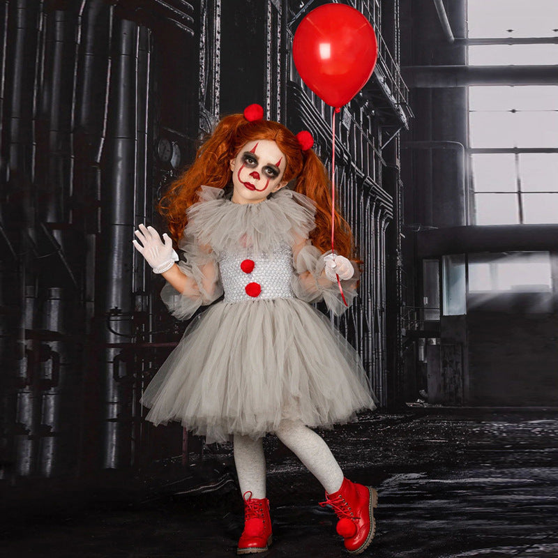 Disfraz de Payaso para Niños con Vestido de Encaje y Tutu