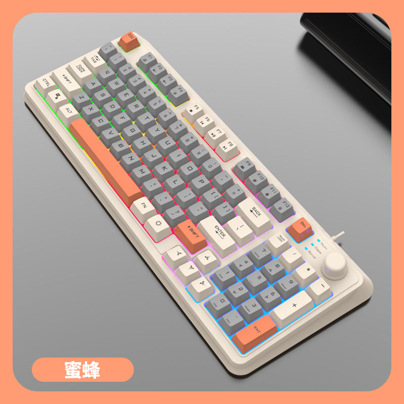 Teclado Mecánico Iluminado K82: Teclado con Efecto Mecánico, Conexión por Cable, Diseño de Tres Colores para PC