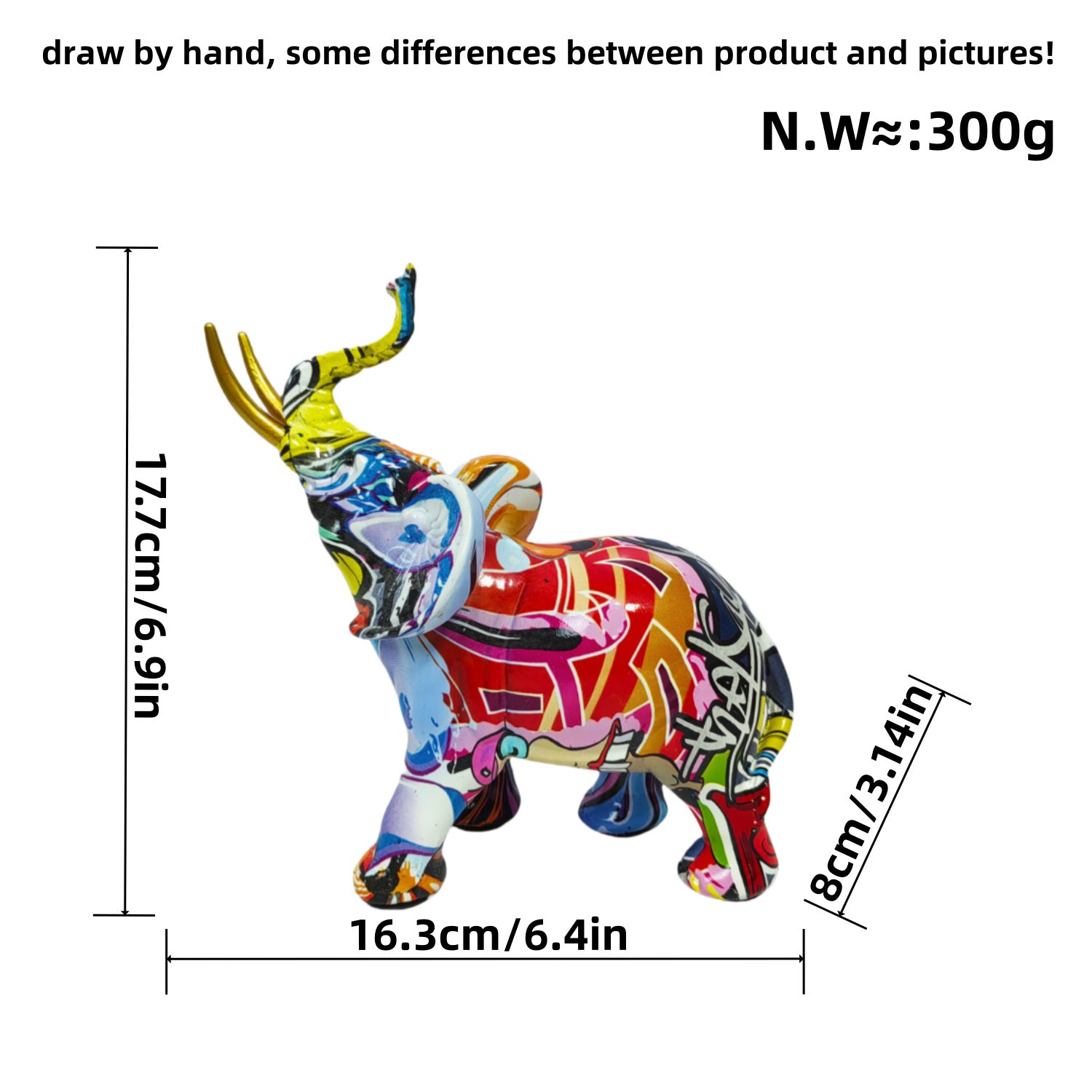 Arte Abstracto: Escultura Colorida de Elefante para Escritorio o Mesa