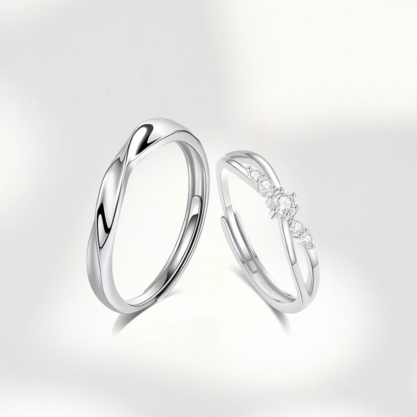 Argollas Ajustables de Matrimonio en Plata 999 para Pareja – Diseño Romántico