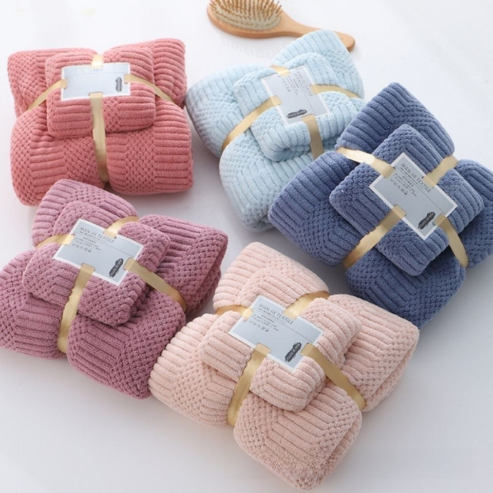 Toalla de baño coral suave: toalla de cara absorbente para adultos, productos para el hogar, diseño de cuadrícula auspiciosa