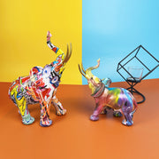 Arte Abstracto: Escultura Colorida de Elefante para Escritorio o Mesa