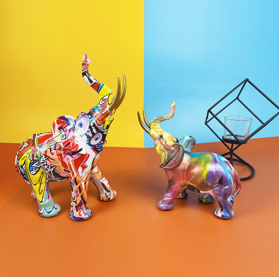 Arte Abstracto: Escultura Colorida de Elefante para Escritorio o Mesa