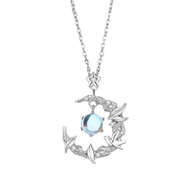 Collar con Dije Piedra de Luna decorado con Cristales: Calma y Equilibrio