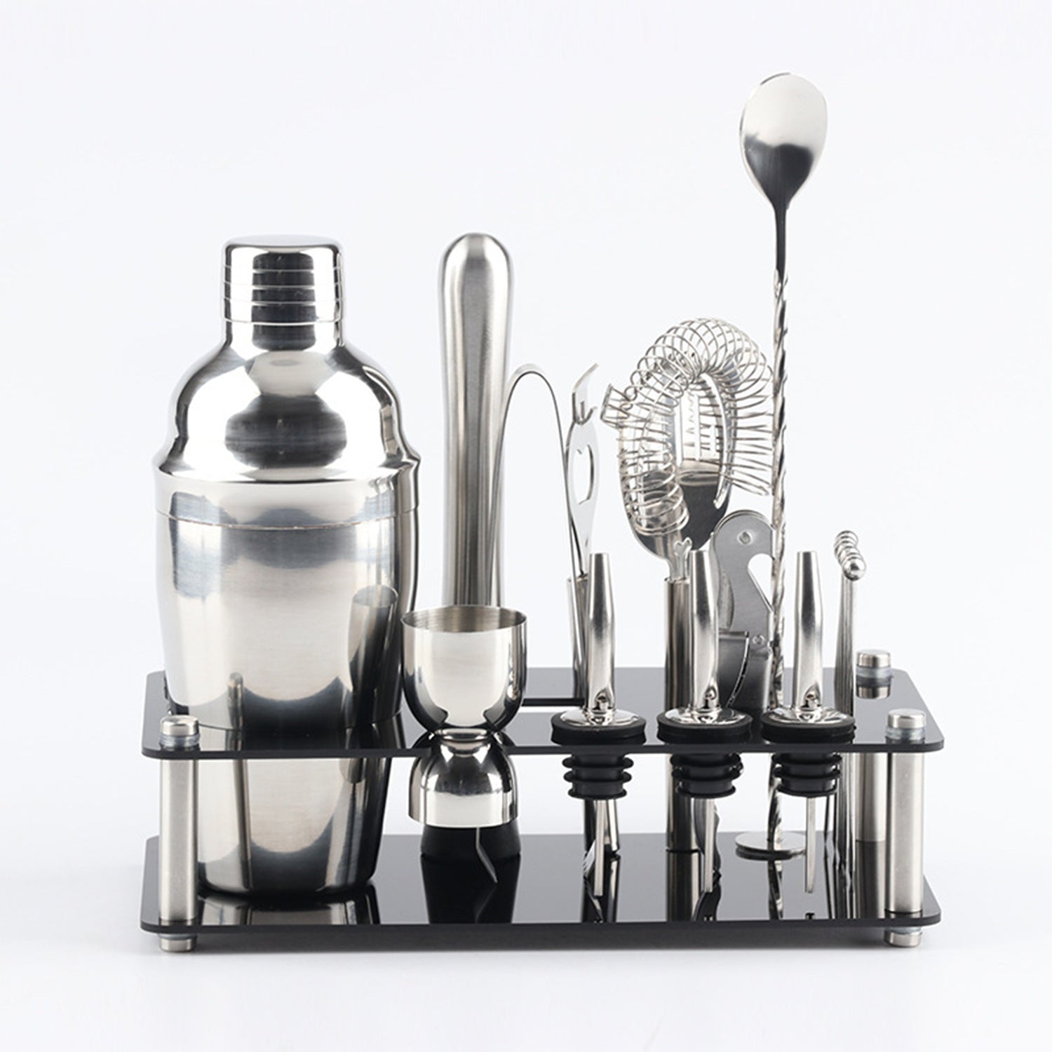 Juego de Coctelera de Acero Inoxidable: Kit Completo de Herramientas de Bar para Mezclar Cócteles